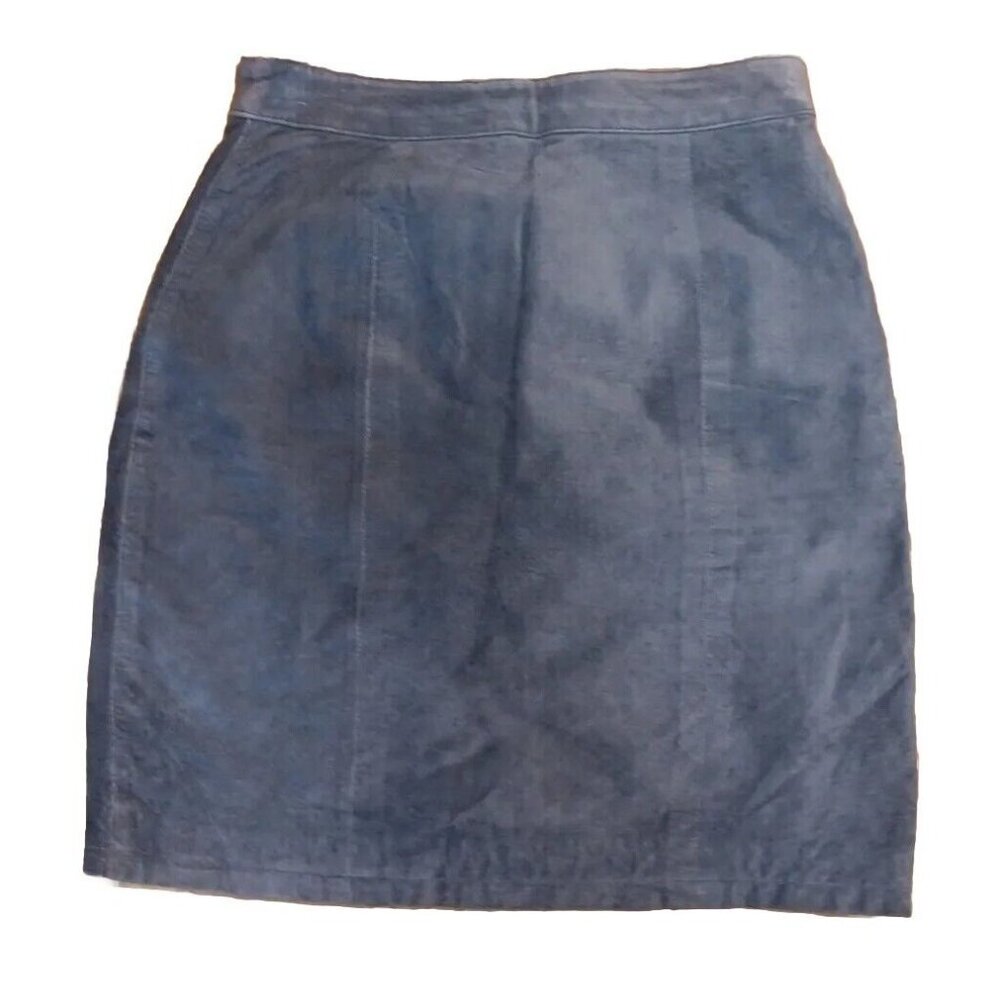 Y2K Vtg Ivy Club Classics Junior 9/10 Purple Suede Leather Skirt Nylon Lined Zip